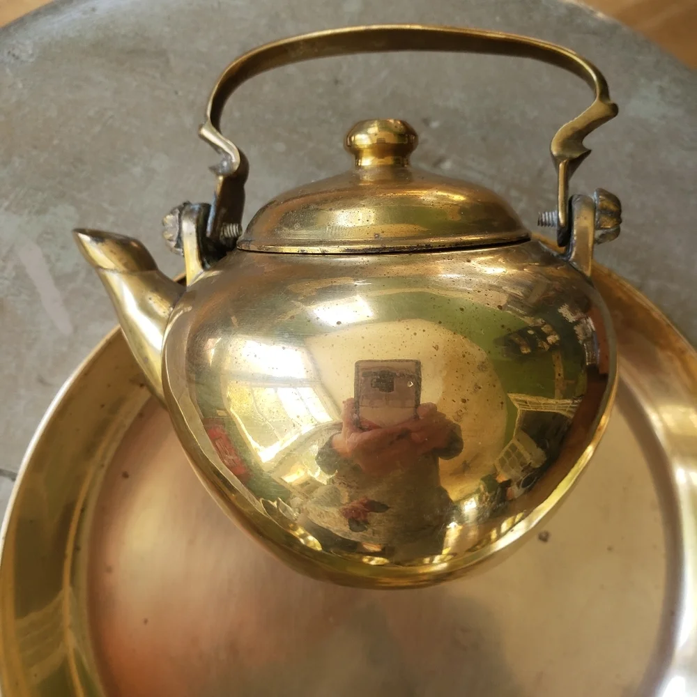 Serving set solid brass vintage